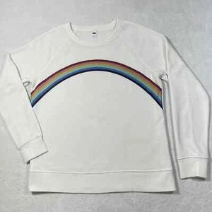 Old Navy Women's Small Rainbow Design Fleece Lined Crewneck Pullover Sweatshirt - Picture 1 of 11