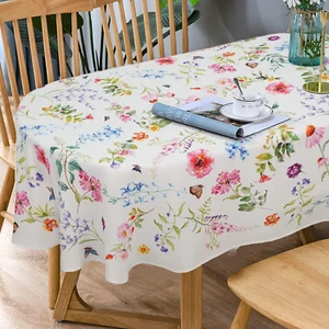 Bnejvif Oval Tablecloth Spring Floral Tablecloth, Modern Flower Oval Tablecloth, - Picture 1 of 12