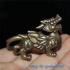 Vintage Chinese old Brass hand-carved lucky Unicorn Dragon Statues 20338