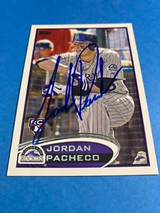 JORDAN PACHECO 2012 TOPPS #219 AUTO SIGNED COLORADO ROCKIES NEW MEXICO LOBOS RC - Picture 1 of 2