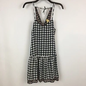Abito Principessa Vera Wang Taglia XS Nero Bianco Floreale Gingham Spaghetti Strap - Foto 1 di 10
