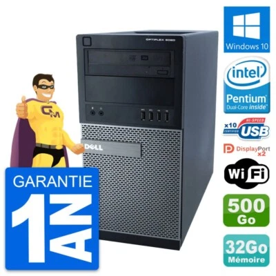 PC tour DELL 9020 Intel Pentium G3220 RAM 32Go Disco Disk 500Go Windows 10 Wifi - Immagine 1 di 4