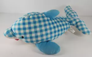 Seaworld Blue White Plaid Stuffed Animal Plush 15" - Picture 1 of 7