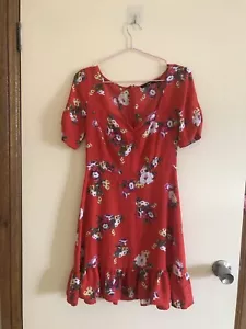 Sportsgirl Red Floral Summer Dress Size 6-8 - Picture 1 of 5