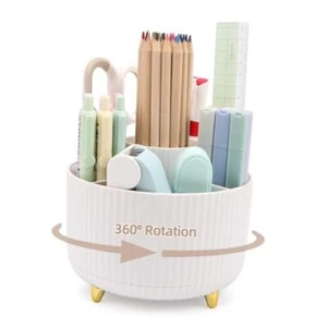 Makeup Brush Organizer,5 Slots 360° Rotating Desk Pen Holder,Makeup White - Picture 1 of 7