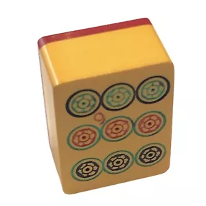 Vintage Chinese Bakelite 9 Circle MahJong Tile with Brick Red Wafer Back Crafts - Picture 1 of 8