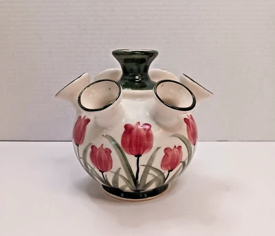 Florero MCM Delft pintado a mano Delftware Tulipiere Delfleur Holanda Tulipán Foto 1 de 4