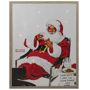 Northlight 19" Norman Rockwell 'Santa Eating Milk Cookies' Christmas Wall Art - Picture 1 of 5