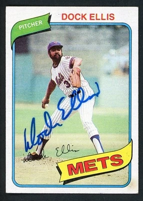 Dock Ellis Signed Auto 1980 Topps New York Mets Card #117 - Image 1 of 2
