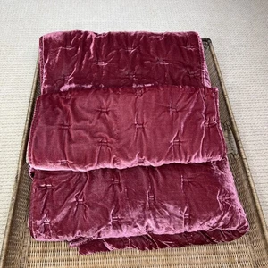 Luxus West Elm üppiger Velours Baumwolle Auswahl genäht King Quilt Rose Burgund Neuwertig - Bild 1 von 7