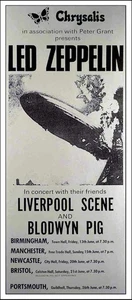 Led Zeppelin 1969 British Tour Poster Interessanter Nachdruck Chrysalis Peter Grant - Bild 1 von 1