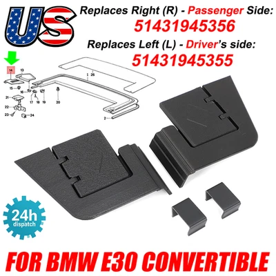 For BMW E30 Cabrio Convertible Top Toneau Trim Flaps Covers Trim Left Right PAIR - Изображение 1 из 4