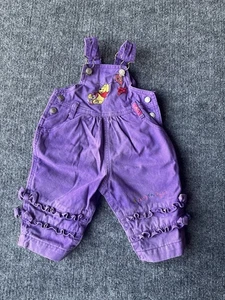 Vintage Kids Winnie The Pooh Overalls 3/6m Purple Embroidered Piglet Disney 90s - Picture 1 of 12
