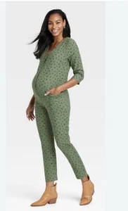 The Nines: by HATCH Sz Small Maternity Jumpsuit Romper 3/4 Sleeve Button Front - Picture 1 of 14