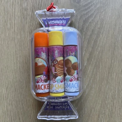 Estuche de plástico de caramelo Lip Smacker 3 piezas. Tarta de queso, pan de jengibre, caramelo nuevo sellado Foto 1 de 4