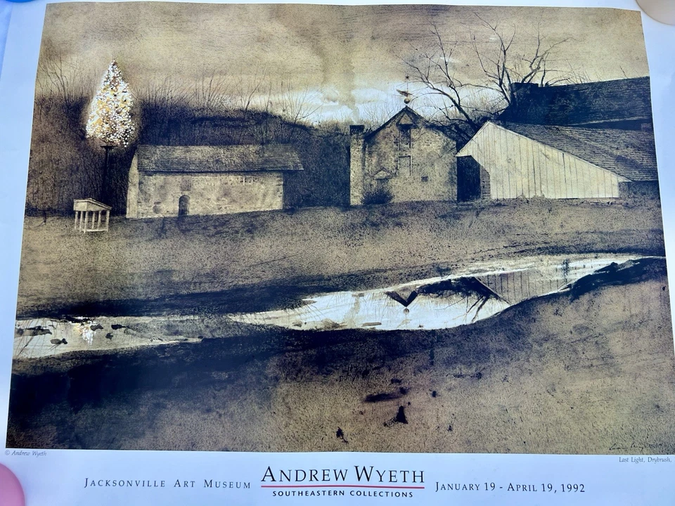 Last Light de Andrew Wyeth Impresión Paisaje Offset Museo de Jacksonville 24"x32" Foto 1 de 4