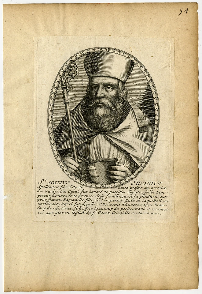 Antique Master Print-SIDONIUS APPOLINARIS-POLITICIAN-GAULLE-Moncornet-ca. 1650 - Image 1 of 1