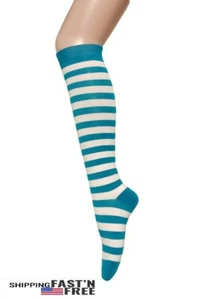 Moda para mujer Multi-raya rodilla alta tubo casual patinaje de algodón calcetines de algodón - Imagen 1 de 20