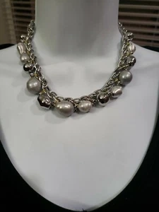 WHITE HOUSE BLACK MARKET Necklace chunky silver Gold New  - Picture 1 of 3