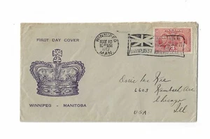Canada 1937 Coronation FDC with better cachet and Winnipeg flag cancel - Picture 1 of 1