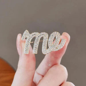 Rhinestone Brooches For Women Letters Party Office Brooch Pins Jewellery Gifts+ - Picture 1 of 7