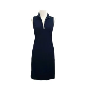Ralph Lauren Black Quarter Zip Sporty Mock Neck Collared Casual Dress Size Small - Picture 1 of 11