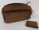 STS Ranchwear shave travel bag with leather wallet clip Canvas/ leather Brown