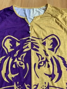 LSU Tigers Shirt Womens LARGE Purple Yellow Long Sleeve Over Sized NWOT New - Picture 1 of 9