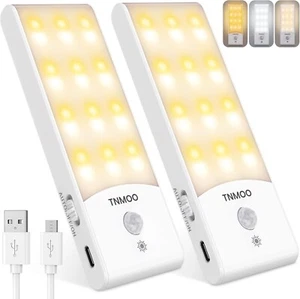 2 Pack Rechargeable Motion Sensor Night Light Indoor 3 Modes Magnetic Light-Au - Picture 1 of 8