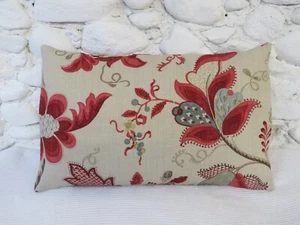 Cushion Cover, Linen, Sanderson Fabric, "Roslyn", 22" x 14", Berry, Slate. - Picture 1 of 11