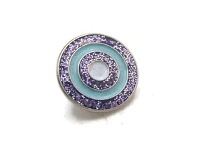 Purple Glitter & Blue Circles Pin Silver Tone - Picture 1 of 4