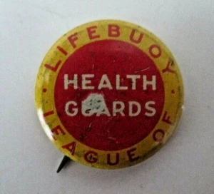 Celluloid Pinback Button LIFEBUOY LEAGUE OF HEALTH GUARDS Vtg 1930s-40s - Picture 1 of 4