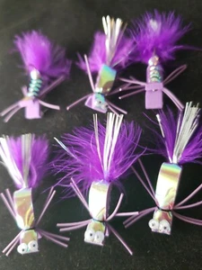 BASS FLIES SIZE 6 FROGS PURPLE FRONTIER ELECTRIC FLY FISHING POPPERS - Picture 1 of 5