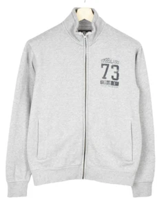 TIMBERLAND Sweatshirt Men's SMALL Full Zip Grey Melange Pockets Logo - Picture 1 of 6