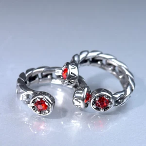 Silver Ear Cuff Non-Piercing red crystal Earrings Stainless Steel Gothic unisex - Picture 1 of 6