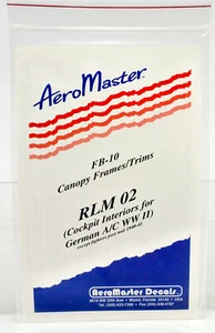 AEROMASTER FB-10 RLM-02 CANOPY FRAMES/TRIM COCKPIT INTERIOR FOR WWII GERMAN - Picture 1 of 2