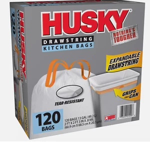 Husky Tall Kitchen White Trash Bags, 13 Gallon 120 Bags - Picture 1 of 3