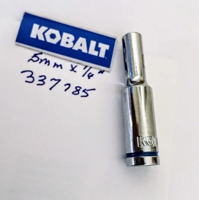 Kobalt 5 mm x 1/4" Dr  Deep Chrome Socket  6 Pt  # 337785 Free USA Shipping - Image 1 of 3