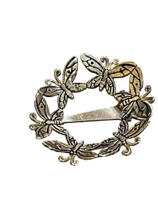 Vintage Emilia Castillo 1997 Silver Plated Circular Butterfly Scarf Clip - Picture 1 of 6