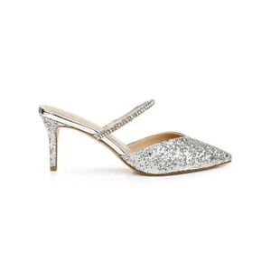 Jewel Badgley Mischka Women's Silver Jan Evening Mules Size 9 - Silver - Picture 1 of 3