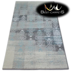 VERY THICK AND DENSELY WOVEN ACRYLIC, WOOL RUGS "PATARA" Ornament blue CARPETS - Picture 1 of 6