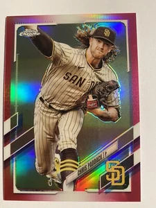 2021 Topps Chrome Chris Paddack rifrattore magenta /399 San Diego Padres - Foto 1 di 1
