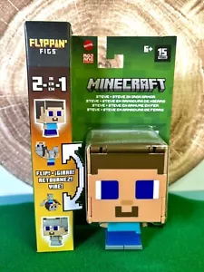 2024 Minecraft Flippin’ Figs - STEVE + IRON ARMOR STEVE 2-in-1 Figure - Picture 1 of 9