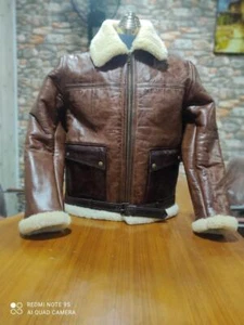 Genuine B3 Leather Sheepskin Shearling Fur WinterBOYS KIDS CHILDREN Jacket Coat - Picture 1 of 2