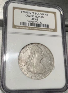 1799PTS PP Bolivia 4R - NGC XF 45 CUZCO HOARD - Picture 1 of 2