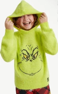 Justice Girls Grinch Hooded Sweater Green Soft Size Large - Picture 1 of 7