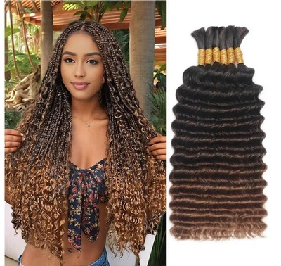 Ombre Trenzado Cabello 6 Paquetes/Paquete 150g 20 Pulgadas Onda Profunda Cabello Humano a Granel Foto 1 de 4