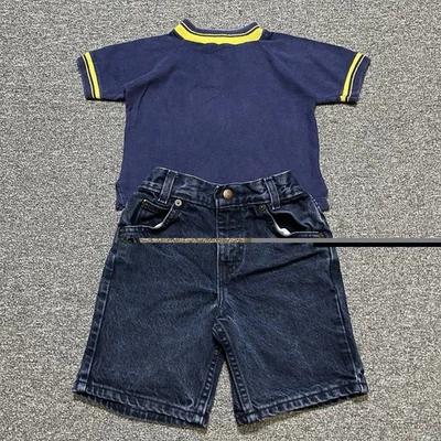 Conjunto de camiseta vintage Gold Town azul marino y pantalones cortos de mezclilla Arizona para niños talla 4 hecho en EE. UU. Foto 1 de 4