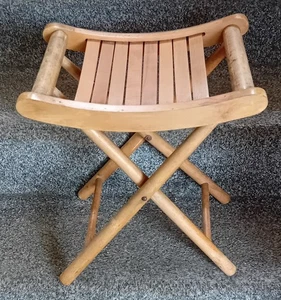 VINTAGE NEVCO YUGOSLAVIAN MID CENTURY MODERN WOODEN FOLDING STOOL.USED. - Picture 1 of 12