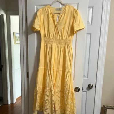 NWT Women's Haute Hippie Yellow Tiered Maxi Dress Size XL - Image 1 of 4